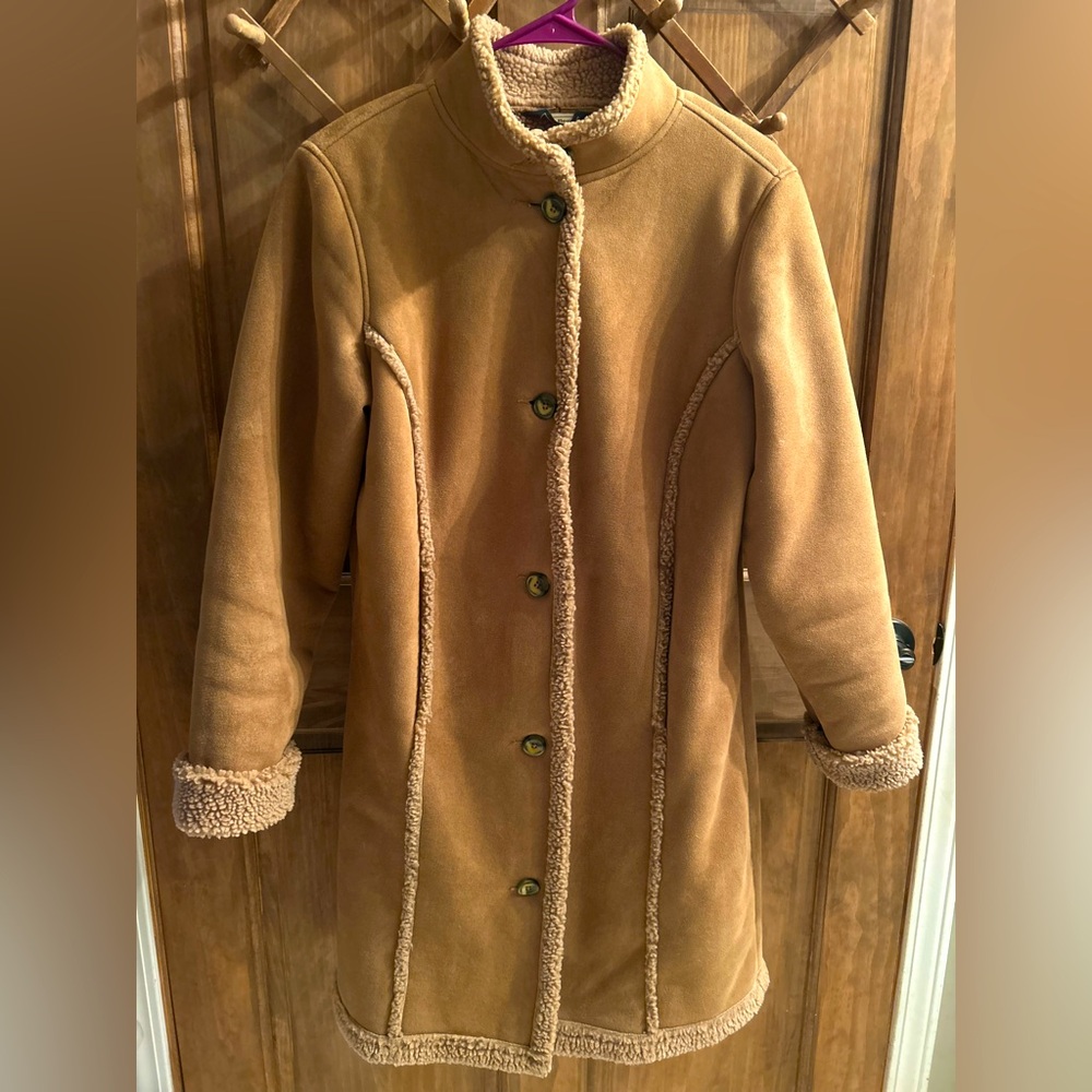 Women's LL Bean Tan/Brown Shearling Coat